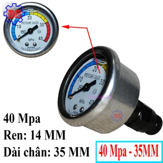 Đồng hồ áp máy rửa xe chân dài 35MM ren 14MM 40Mpa [A-03-04]