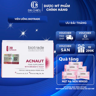 Viên uống BIOTRADE ACNAUT hỗ trợ giảm dầu, giảm mụn HỘP 30 VIÊN (Tem chính hãng)