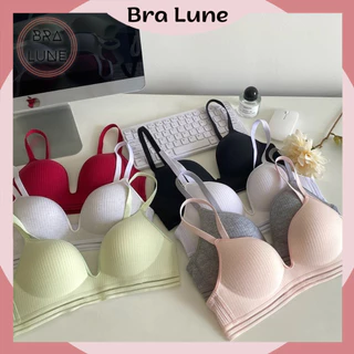 Set 3 Áo lót nữ cotton mút mỏng BRALUNE, Áo ngực nữ trơn không lộ viền mã 94 Women