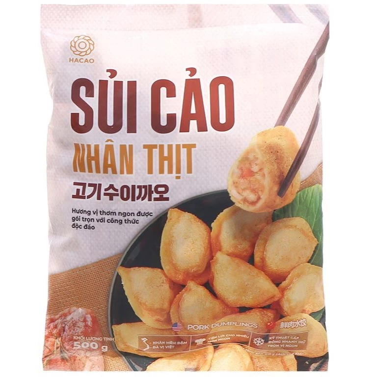 SỦI CẢO NHÂN THỊT Hacao 500g ,Sủi cảo Foseca Hacao, nhân tôm (sủi cảo nhân thịt 500g)
