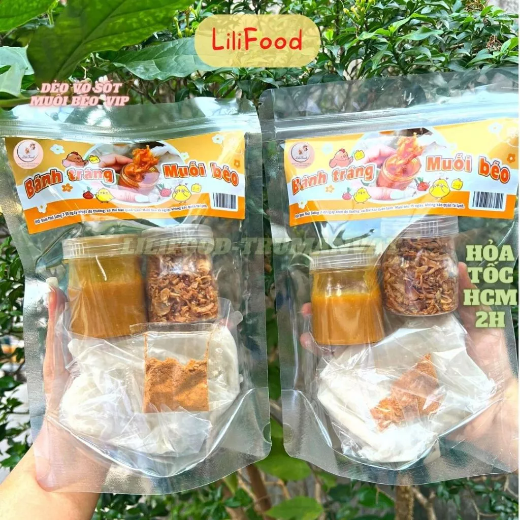 Bánh Tráng Muối Béo Tóp Mỡ-Bánh Tráng Phơi Sương Chấm Sốt Muối Béo Tóp Mỡ Nhà Làm Siêu Ngon-Lilifood