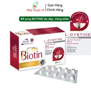 Viên tóc móng L - Cys BIOTIN giúp mọc tóc, đẹp da, chắc móng giúp tóc đen khỏe, giảm gãy rụng, bạc sớm - Hộp 30 viên