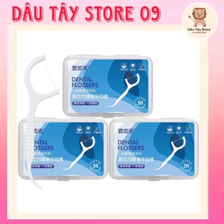 Tăm chỉ nha khoa hộp 50 Cây Dental Flossers tăm chỉ vệ sinh răng miệng - DTST09