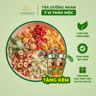 Trà Dưỡng Nhan 7 Vị Thảo Mộc (Hộp 10/20/30 Gói) Đẹp Da, Đẹp Dáng, An Thần, Bổ Khí Huyết, Giảm Rụng Tóc