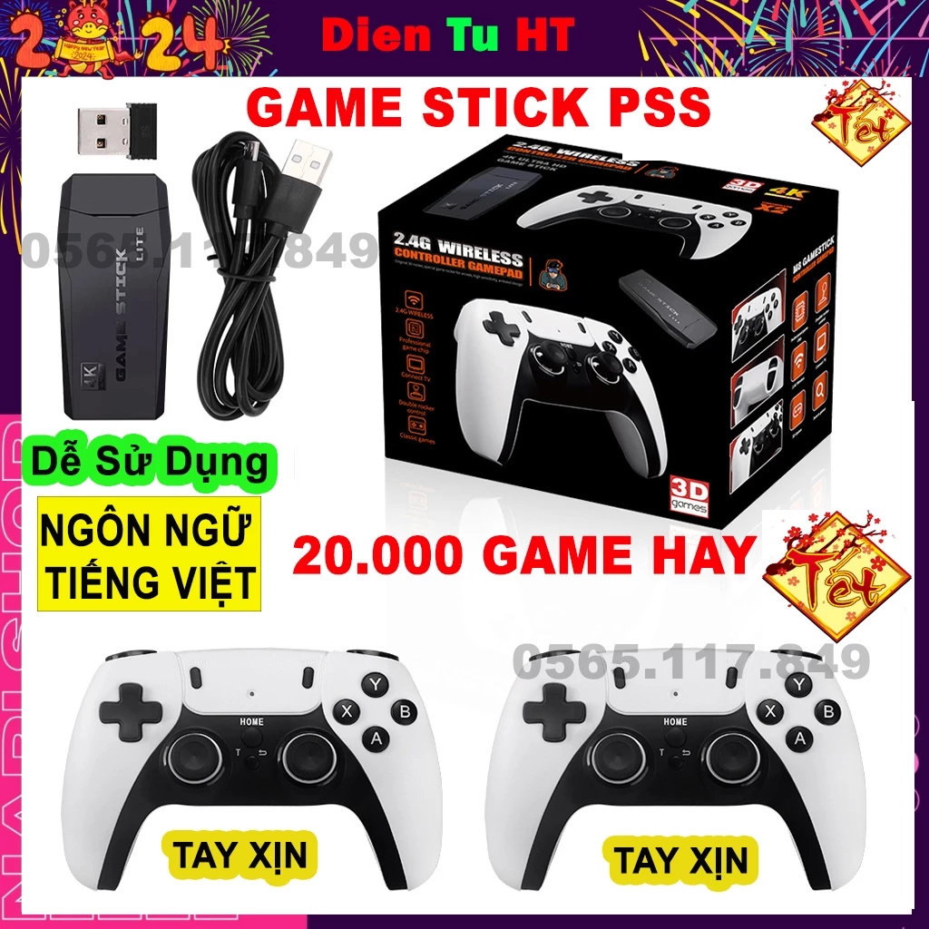 Game Stick 4K Pro Tiếng Việt Tay Xịn PS 20.000 Game hay retro máy chơi game cầm tay giá rẻ kết nối tivi HDMI