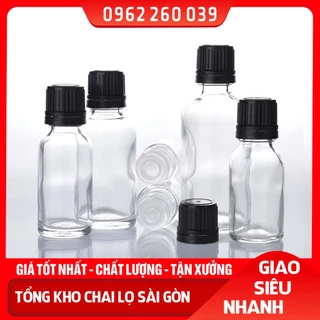 Chai Lọ Chiết Mỹ Phẩm Trong Nắp Vặn ĐEN DẸT Nhỏ Giọt 5ml 10ml 15ml 20ml 30ml 50ml 100ml, Chai Đựng Tinh Dầu, Chiết Gel