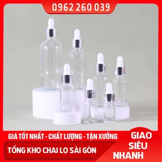 Lọ Chiết Mỹ Phẩm Thủy Tinh Nắp Bóp Nhỏ Giọt Khoen Bạc 50ML/100ML Dùng Chiết Gel, Serum, Kem Dưỡng