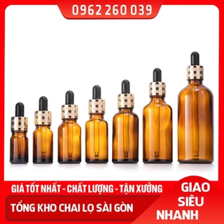 Chai Lọ Chiết Mỹ Phẩm Trong Nắp Bóp Nhỏ Giọt Khoen Vàng Sọc Vằn 5ml 10ml 15ml 20ml 30ml 50ml 100ml, Chai Đựng Tinh Dầu