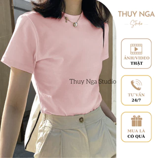 Áo Phông Trơn 𝗧𝗛𝗨𝗬 𝗡𝗚𝗔 𝗦𝗧𝗨𝗗𝗜𝗢 Chất Liệu Cotton Mát,Mịn