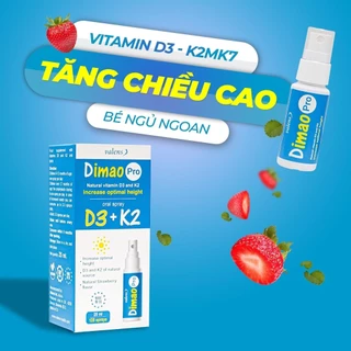 Dimao Pro - Bổ sung d3 k2 dạng xịt, tăng cường hấp thu canxi, tăng chiều cao (Lọ 25ml)