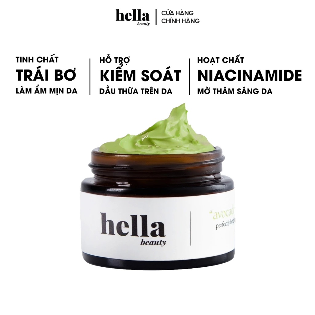 Mặt nạ bơ làm sạch ẩm mịn cho da Hella Beauty 50g an toàn cho da nhạy cảm