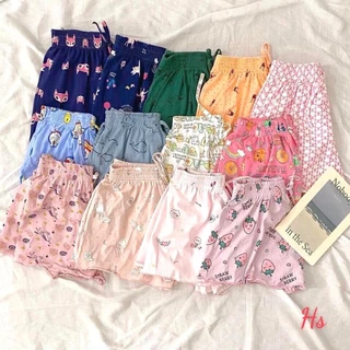 Quần Short thun xòe Cạp chun, Quần ngủ vải cotton mịn mát