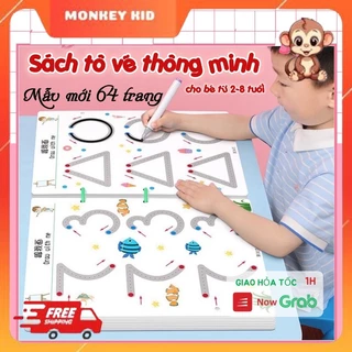 Tập tô vẽ thông minh, tập viết xóa được 64 trang - Đồ chơi Giáo dục toàn diện Montessori cho bé từ 2-3-4-5 tuổi