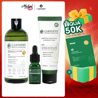 Combo Skincare chăm sóc da giảm mụn thâm Caryophy Portulaca (sữa rửa mặt 150ml + Toner 300ml + Serum 10ml)