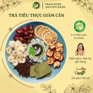 Trà tiêu thực tâm an, giảm cân, mỡ xấu, thanh lọc cơ thể hoa hồng, cam lát, thảo quyết minh, lá sen, sơn tra, cúc bạch