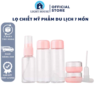 Lọ Chiết Mỹ Phẩm, Bộ Chiết Mỹ Phẩm Du Lịch 5 Món Tặng Kèm Túi Zip Chai Lọ Chiết Xịt Phun Sương, Hủ Đựng Kem, Phễu Chiết