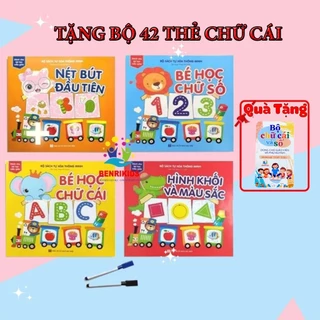 Bộ 4 Quyển Tô Vẽ Thông Minh Tự Xóa Được Cho Bé Tặng Kèm 2 Bút Dạ Và Bộ 42 Thẻ Chữ Cái