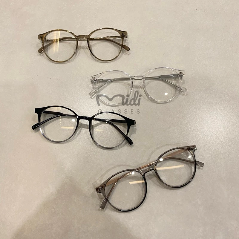 Kính mắt form tròn unisex chất liệu nhựa càng kim loại bọc nhựa cao cấp - H00238