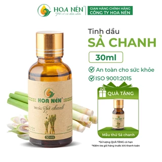 Tinh dầu Sả Chanh nguyên chất 30ml - Hoa Nén - Vegan - Kh.ử mùi, đuổi muỗi, hương thơm dịu nhẹ