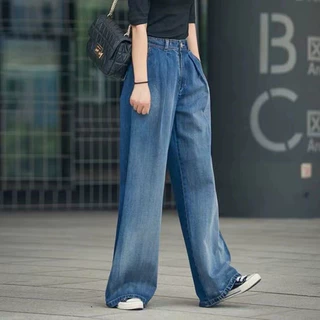Quần bò jeans nữ dáng suông, ống rộng, form tôn dáng, trẻ trung, phong cách Hàn quốc, H66