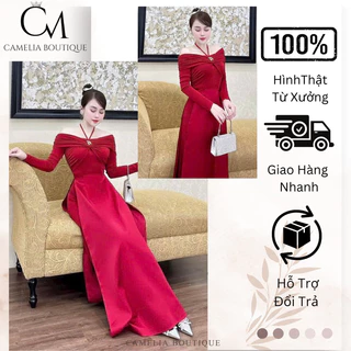 CAMELIA BOUTIQUE-Sét áo dài trễ vai cột nơ