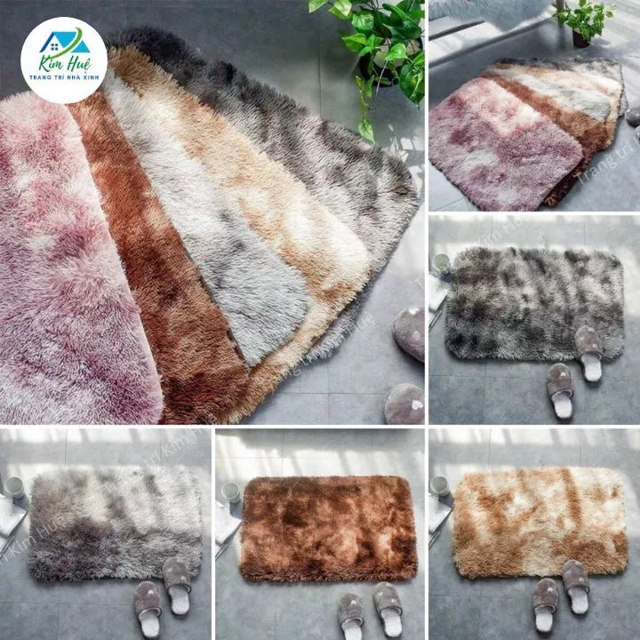 Thảm chùi chân lông loang 40x60 hàng loại 1 thấm hút nước tốt, trang trí - Kim Huệ X25