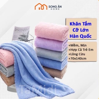 Khăn Tắm Hàn Quốc Lớn Lông Cừu 70x140cm To, Dày 300Gram Siêu Thấm Hút, Nhanh Khô- TaMidi