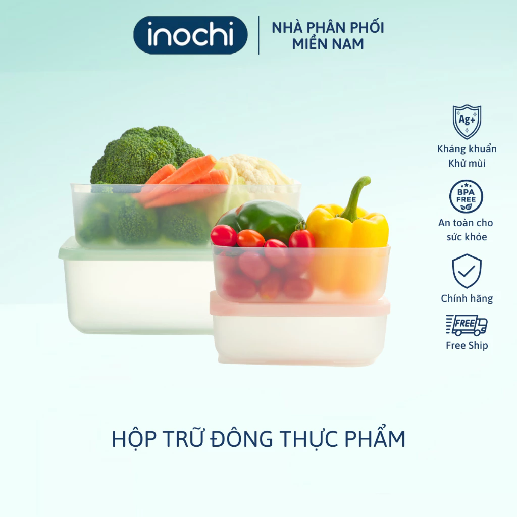 Hộp thực phẩm TRỮ ĐÔNG Inochi, chất liệu nhựa PP chịu nhiệt không mùi, hộp cấp đông thịt cá.