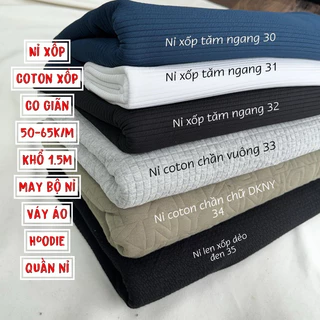 Vải  nỉ cotton( cotton chần chữ) Da Cá -Hàn Quốc chuẩn may bộ quần áo. ga giường mùa thu đông ạ