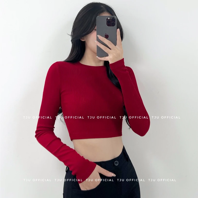 Áo thun gân croptop dài tay siêu nét BODY CROPTOP (+15% phí sàn) (T-Ju thiết kế)