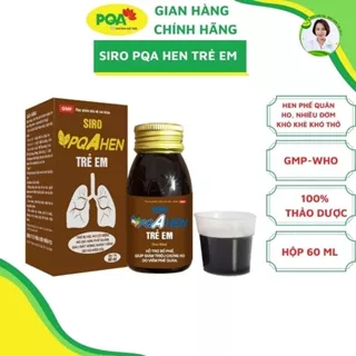 Hen trẻ em PQA hỗ trợ bổ phế, giúp giảm triệu chứng ho do viêm phế quản, hen suyễn. Hộp 60 ml