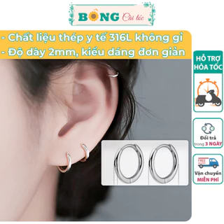 Bông tai thép y tế 316L không gỉ unisex dáng tròn nhiều kích thước phong cách Hàn Quốc BT80 - khuyên tai BÔNG Cài Tóc