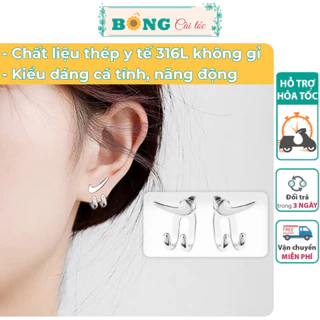 Bông tai thép y tế 316L không gỉ unisex thiết kế cá tính phong cách Hàn Quốc BT110 - khuyên tai BÔNG Cài Tóc