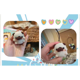 [HANDMADE] MÍC KHOÁ THÚ LEN CHÓ PUG dễ thương màu be ❤️❤️bị bẫm