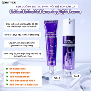 Kem dưỡng tái tạo trẻ hóa, căng bóng, trắng da Prettyskin Retinal Bakuchiol 50g 30ml