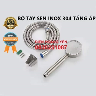 Bộ tay sen tăng áp inox 304 (Vòi sen + dây sen + gác sen)