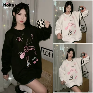 Áo Sweater nỉ bông cotton mềm mịn form rộng không xù in hoạ tiết cầu vồng cute dễ thương đôi Nam Nữ