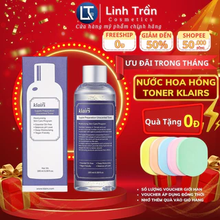 Toner klairs độ ẩm da dưỡng ẩm cấp nước nước hoa hồng làm sạch sâu danh cho da dầu mụn da nhạy cảm da khô và hỗn hợp