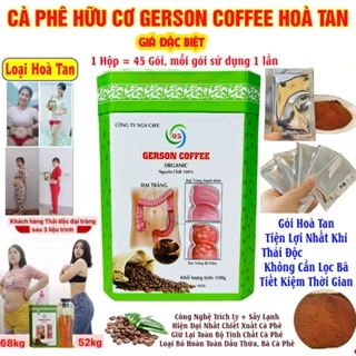 Cà Phê Thải Độc Hữu Cơ Hoà Tan GERSON COFFEE - Hộp 45 Gói - Mỗi Gói Sử Dụng 1 Lần