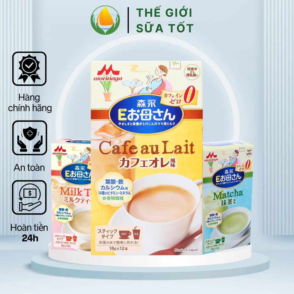 Sữa bầu Morinaga ⭐CHÍNH HÃNG⭐ Sữa cho bà bầu Nhật Bản 12 gói x 18g nhiều vị trà xanh, hồng trà, cafe