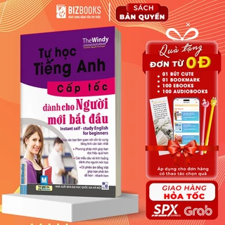 Sách - Tự Học Tiếng Anh Cấp Tốc Cho Người Mới Bắt Đầu - Kèm App Học Online - Bizbooks Tặng Sổ Tay và Bookmark