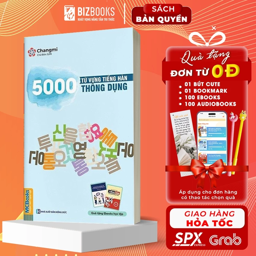 Sách - 5000 Từ Vựng Tiếng Hàn Thông Dụng - Bizbooks TẶNG Sổ Tay và Bookmark