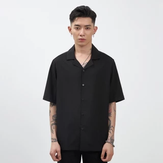 Áo Sơ Mi Nam TARMOR Cổ Cuba Màu Đen - Black Cuban Collar Shirt