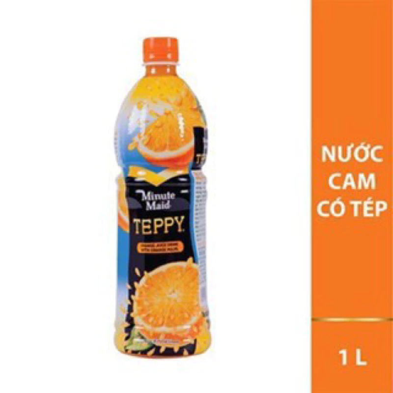 Chai 1 Lít nước cam có tép TEPPY Coca-Cola