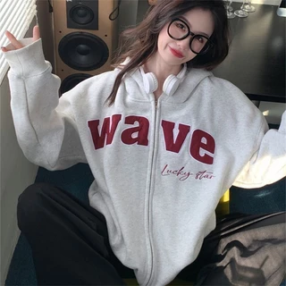 Áo Hoodie Zip WAVE Sinsoledad, Áo Khoác Hoodie Form Rộng Nam Nữ Unisex Chất Nỉ Cotton Dày Dặn