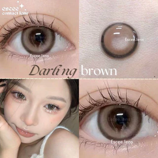 1 Cặp Lens kính áp tròng Darling Brown - nâu sáng Douyin có nhũ giãn tròng 14.2mm độ cận 0 - 7 độ (tặng kèm khay gương)