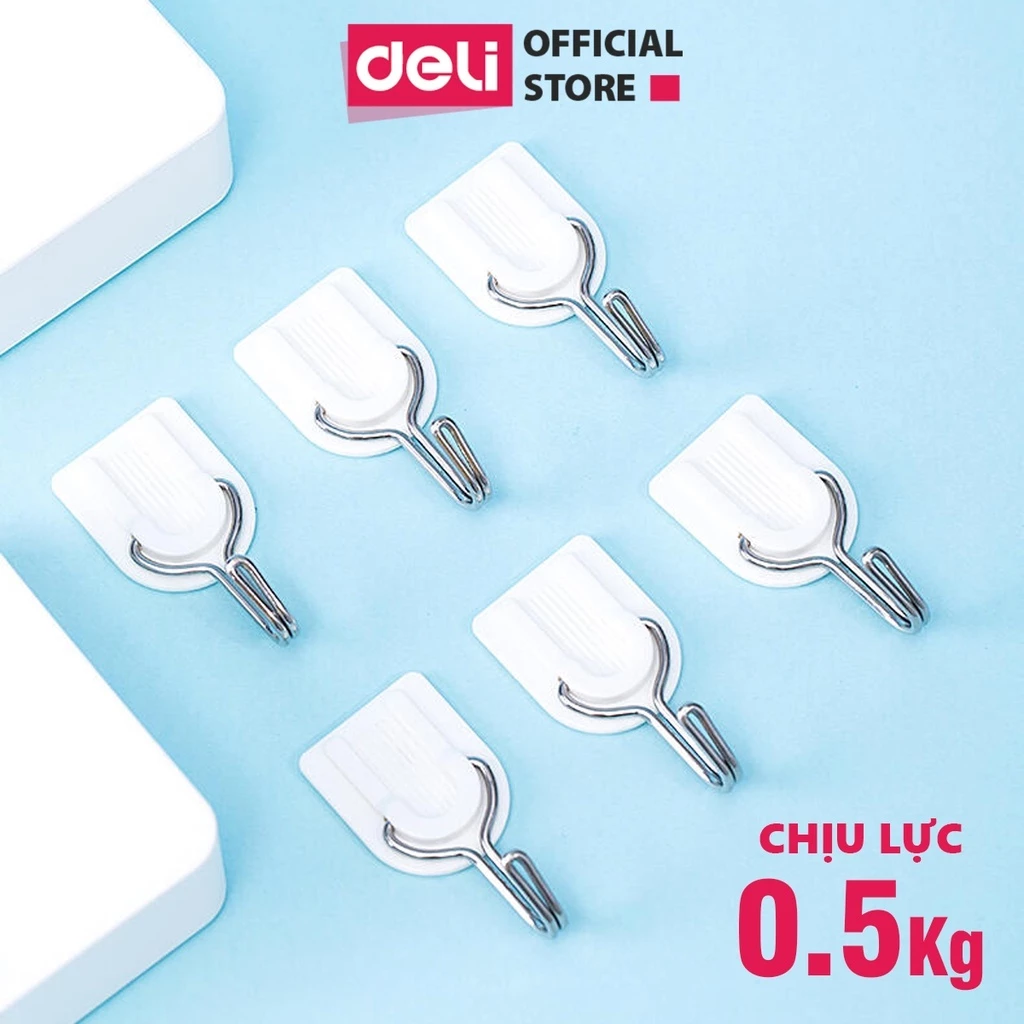 Set 6 Móc treo Deli dán tường chịu lực, Móc Treo Đồ không cần khoan tường Chắc Chắn - 19350