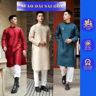 (Mua lẻ giá sỉ) Áo dài Nam chất vải Gấm vân nổi mạnh mẽ và sang trọng - Sỉ Áo Dài Sài Gòn