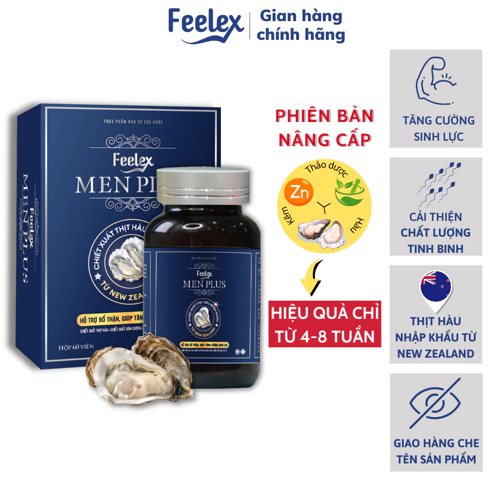 Viên uống tăng cường sinh lí nam giới Feelex Men Plus, tác dụng nhanh chóng - hộp 60 viên