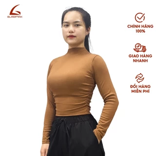 Áo Croptop cottton dài tay Gladimax F86 cổ cao nhún eo cá tính, trẻ chung